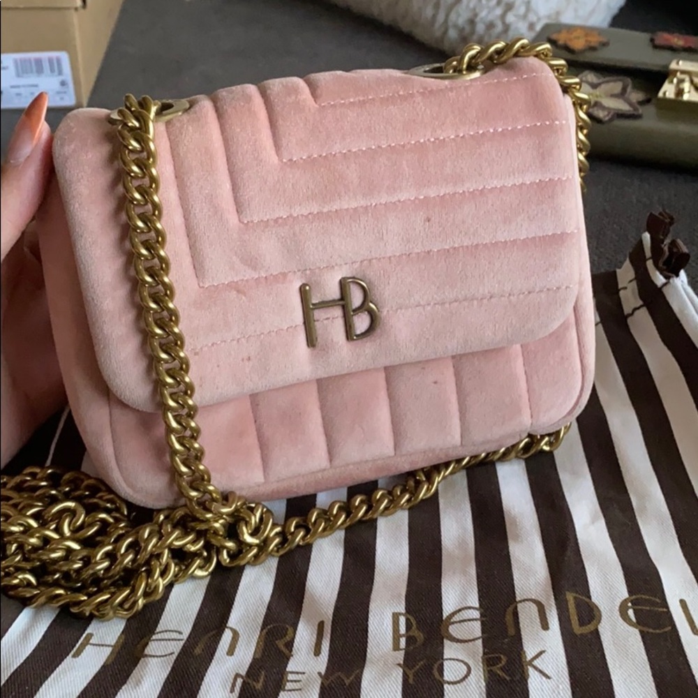 Henri Bendel Mini Pink Velvet Crossbody Purse